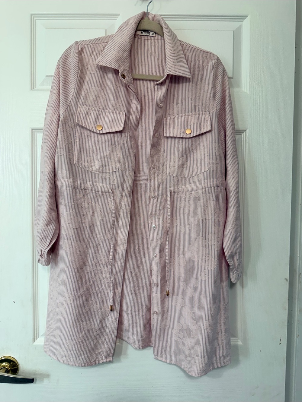 Vikki Blush Utility Shirt Jacket with Drawstring Waist